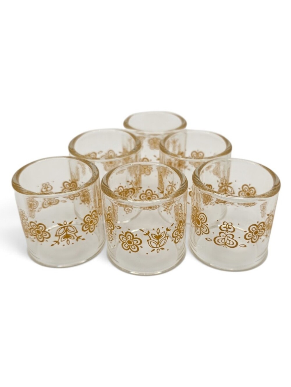 Vintage Pyrex Corning Butterfly Gold Glass Napkin Rings - 6-Piece